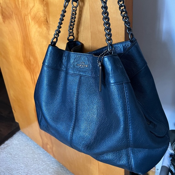Coach Bags Navy Pebble Leather Coach Purse Poshmark